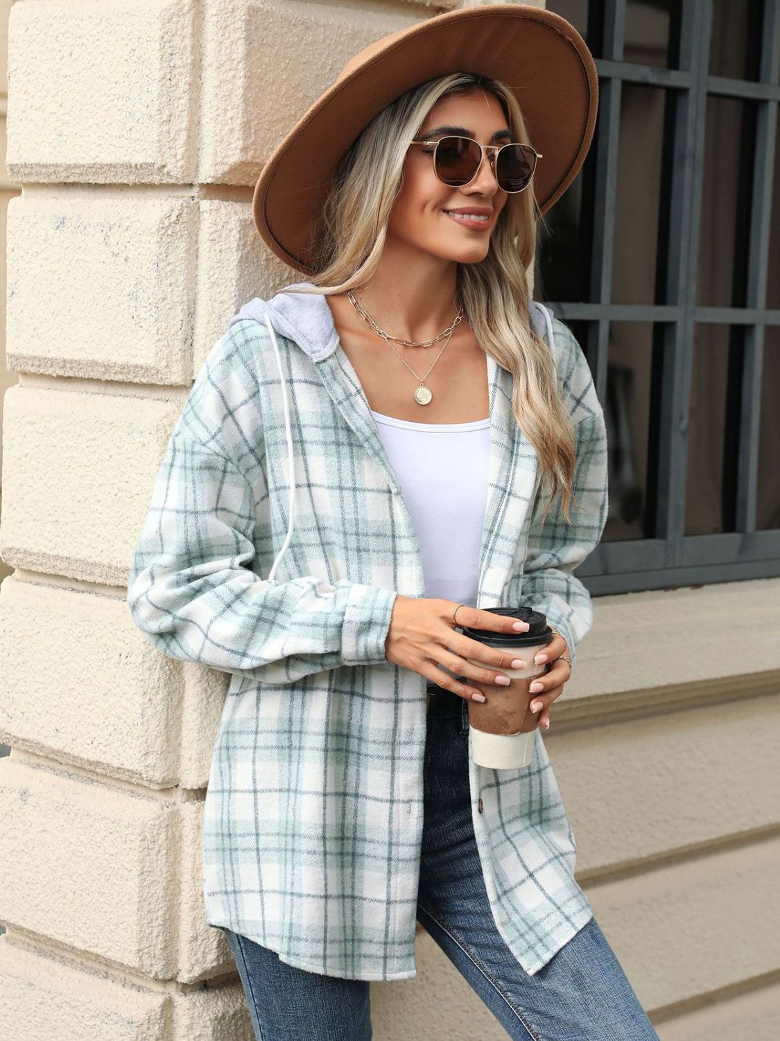 Mara - Veste à capuche avec motif à carreaux et cordon de serrage pour femme