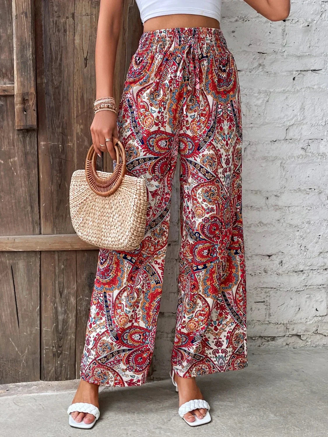 Pantalon taille haute imprimé - Caritta