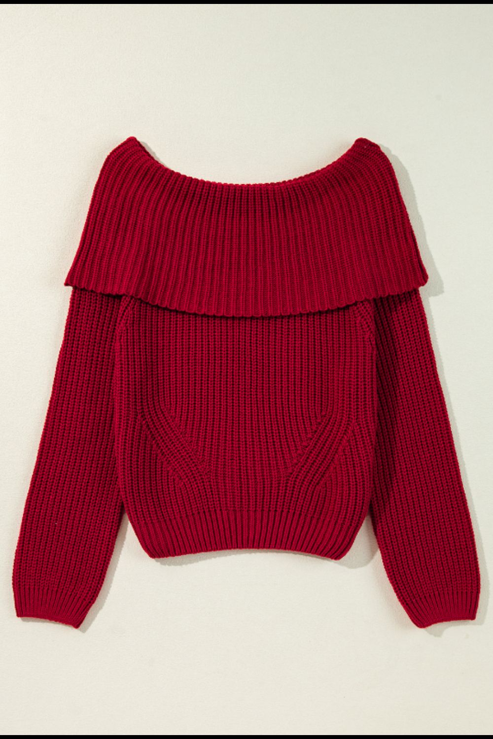 Isla - Rouge foncé Pull à épaules dénudées et manches longues pour femme