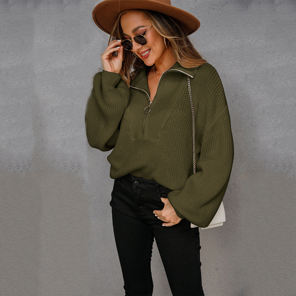Sera - Pull en maille avec revers - Unicolore en plusieurs couleurs