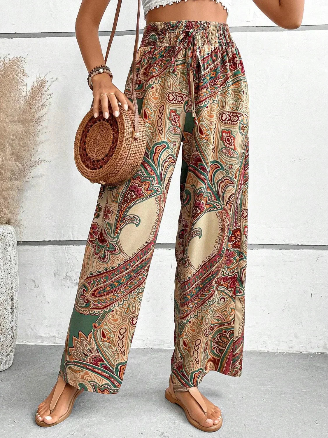 Pantalon taille haute imprimé - Caritta