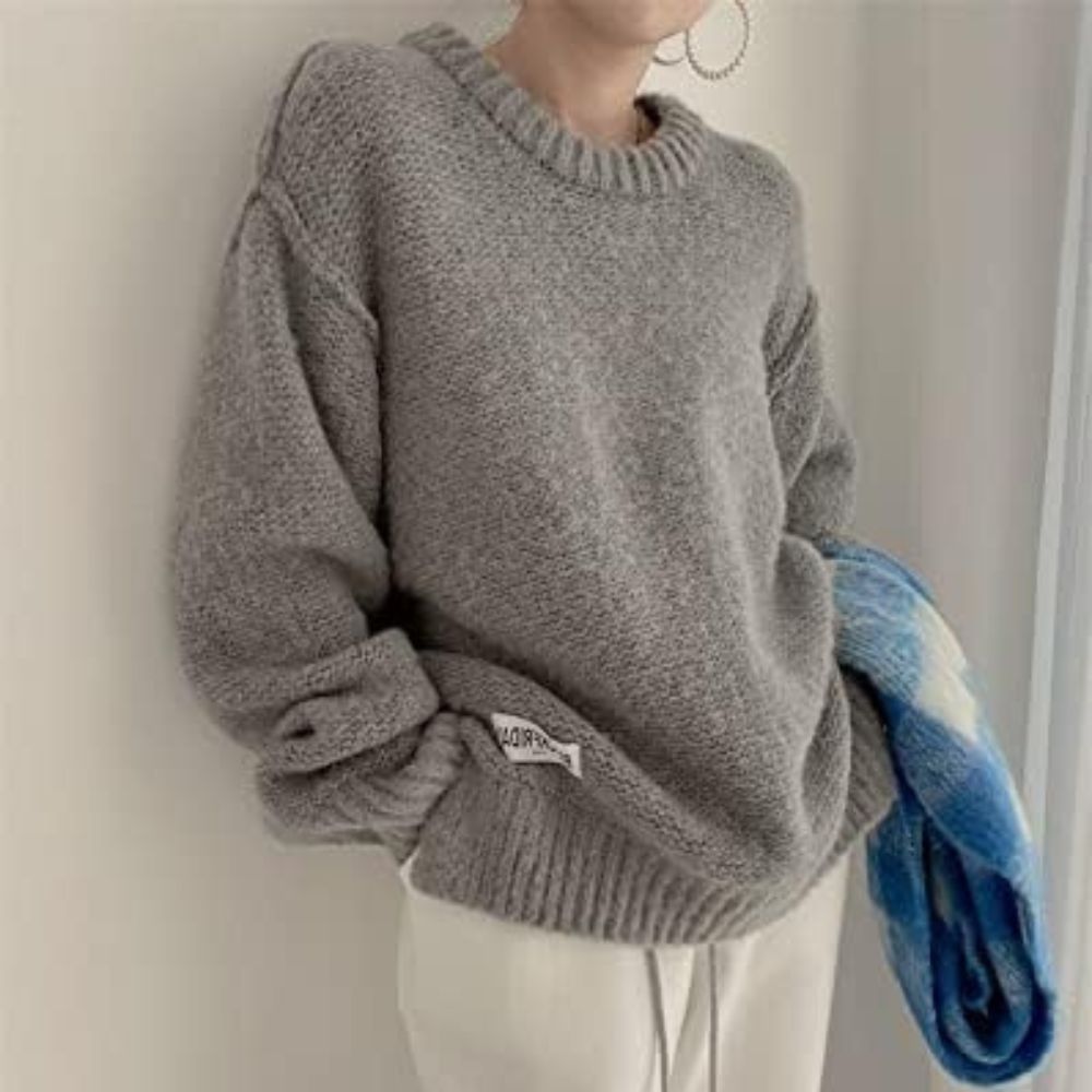 Amy - Pull en tricot avec lettres contrastées
