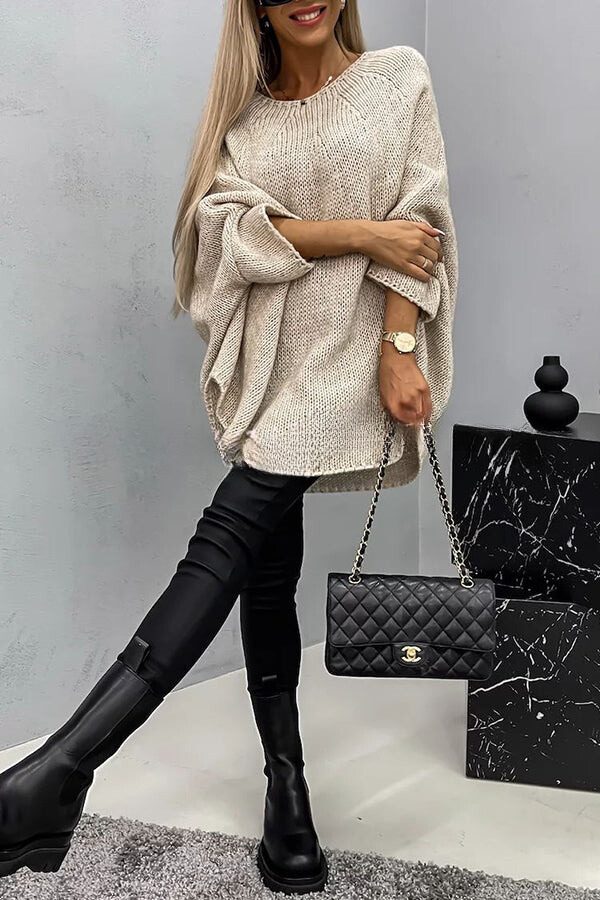 Pull Poncho Tricot à Col Rond - Confort Optimal pour Toutes les Saisons