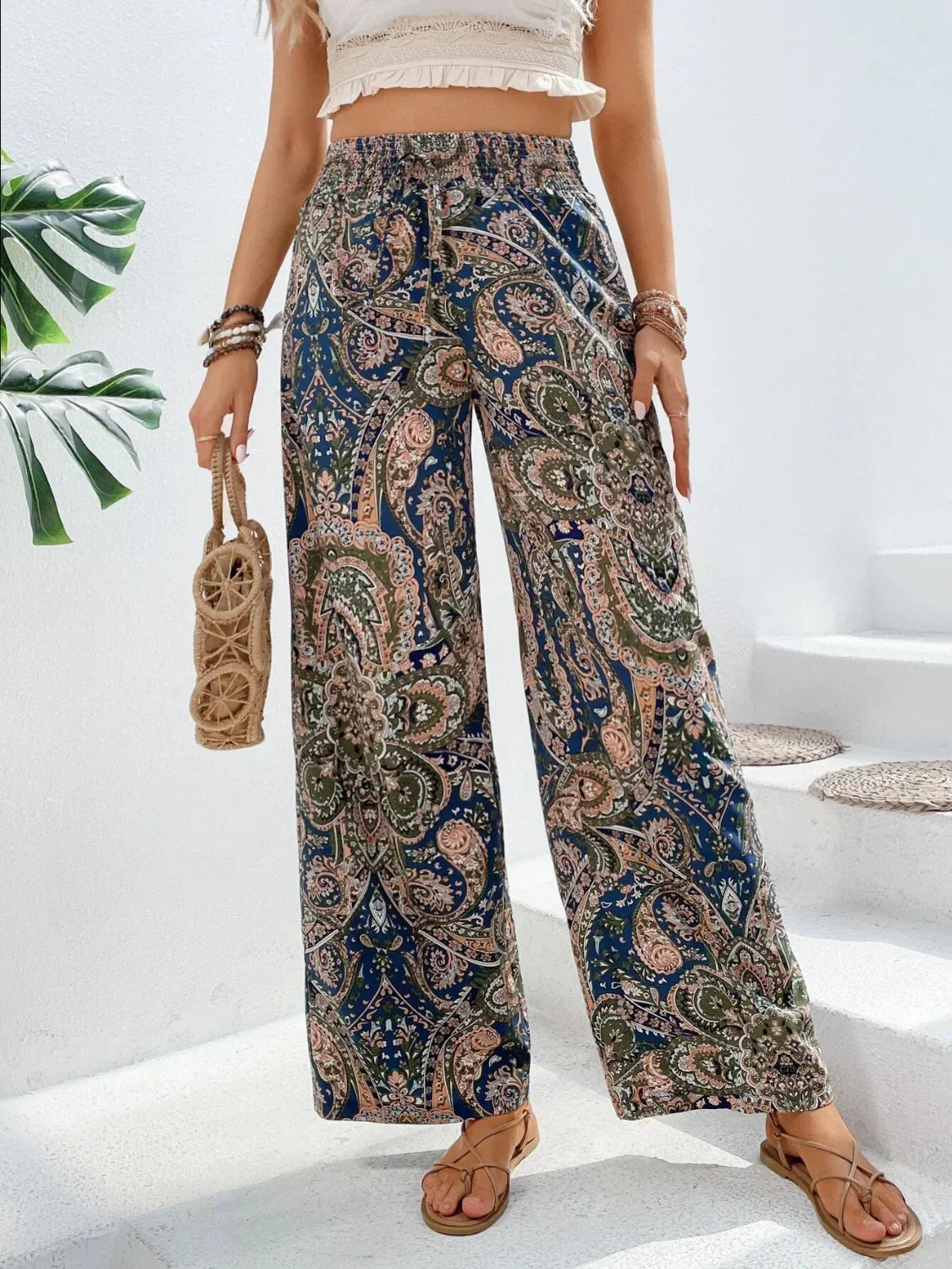 Pantalon taille haute imprimé - Caritta