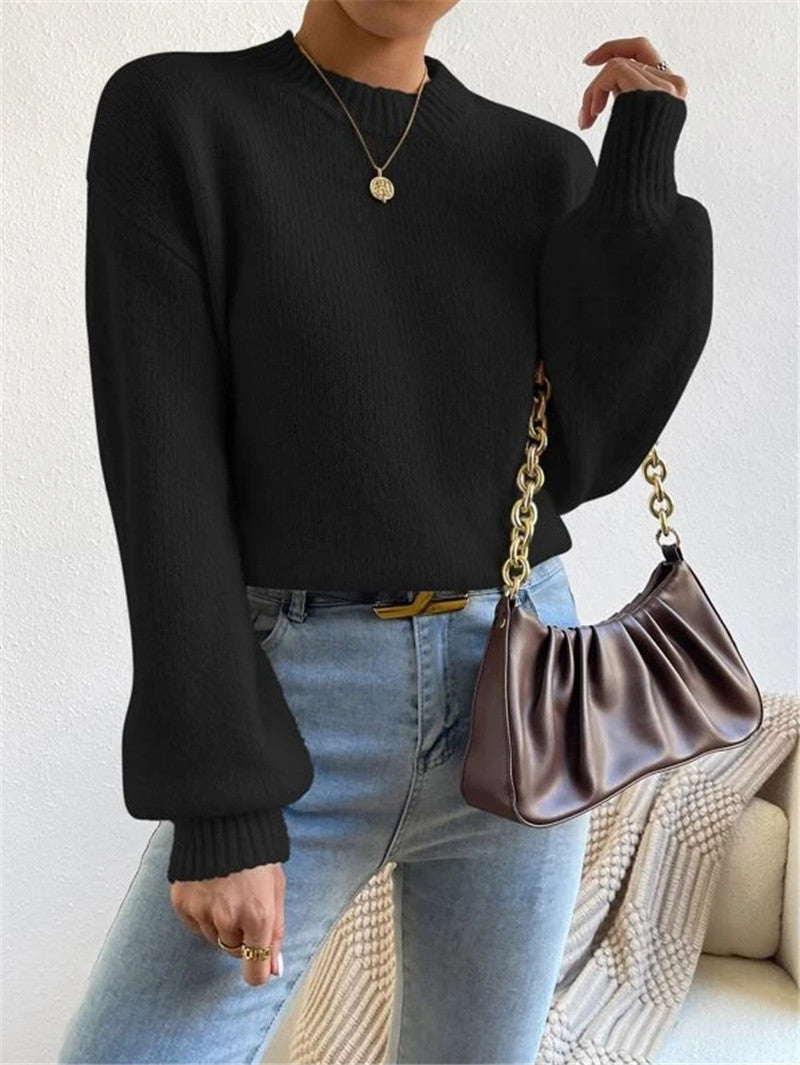 Amélie - Pull à manches longues pour femme avec col montant