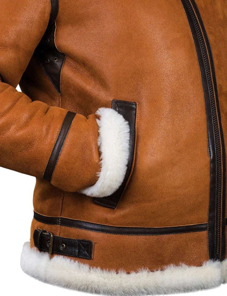 Meti - veste en peau de mouton avec capuche en fourrure