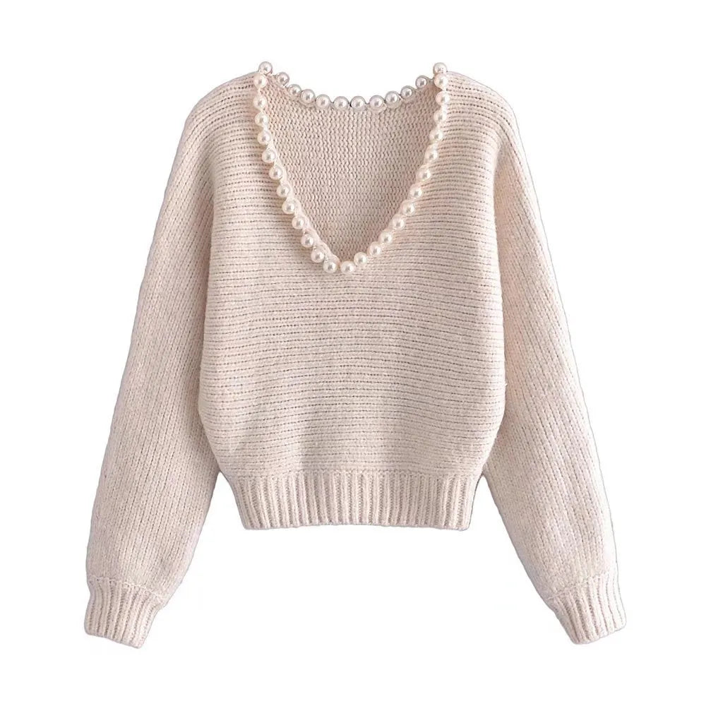 Angèle - Pull-over chic et décontracté à fausse perle