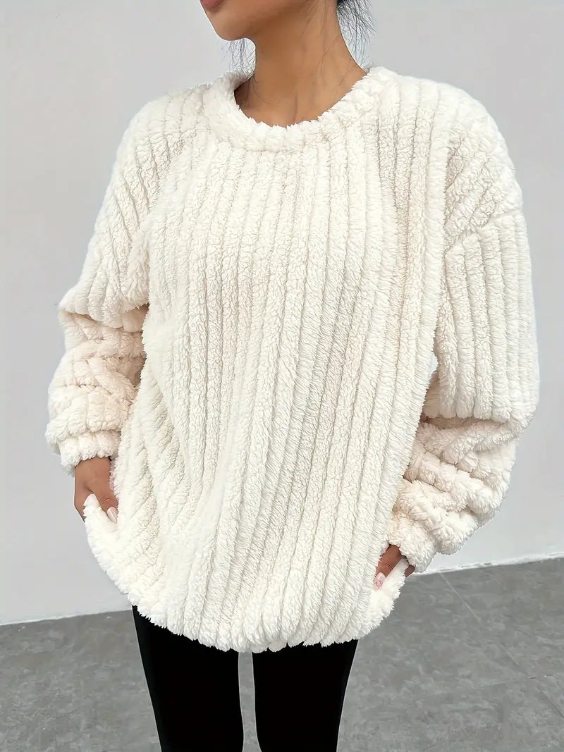 Mira - Blanc Pull côtelé douillet pour femme