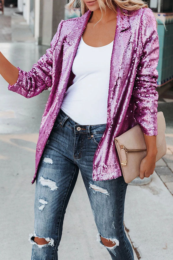 Lucie - Blazer moderne à manches longues avec paillettes pour femmes