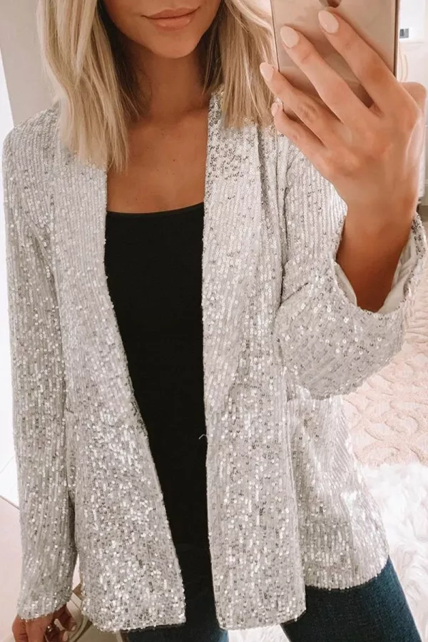 Lucie - Blazer moderne à manches longues avec paillettes pour femmes