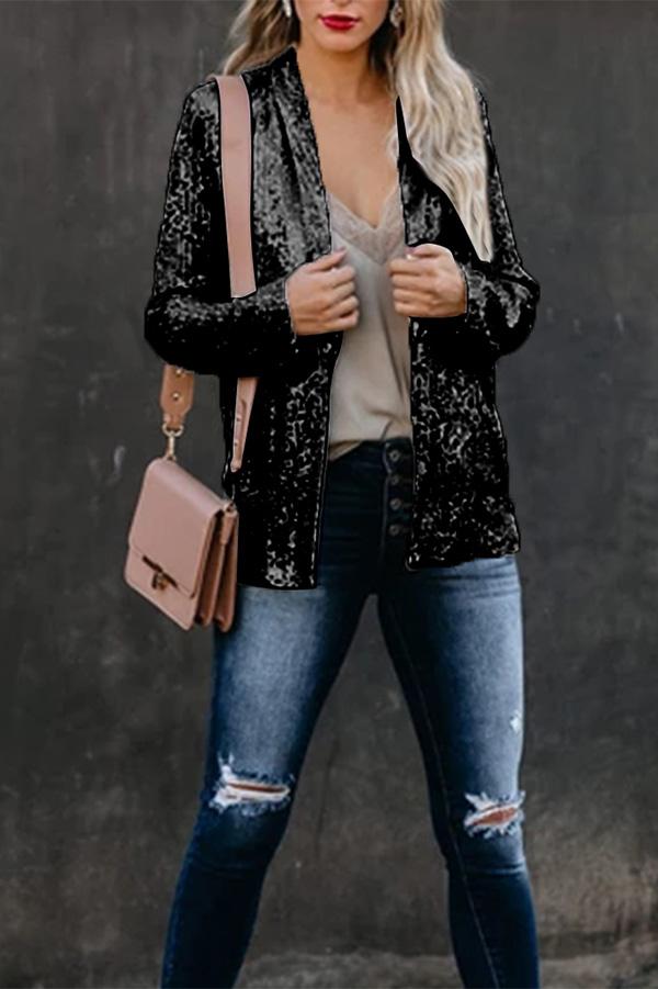 Lucie - Blazer moderne à manches longues avec paillettes pour femmes