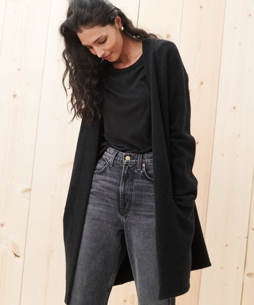 Manteau long à poches plaquées