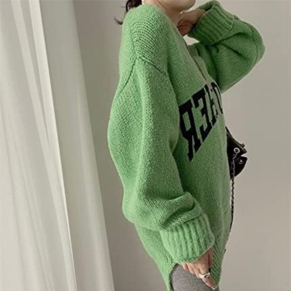 Amy - Pull en tricot avec lettres contrastées