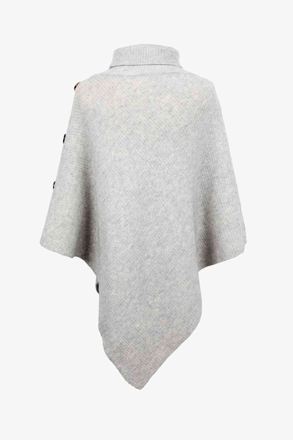 Poncho à Col Roulé avec Boutons - Élégance et Confort