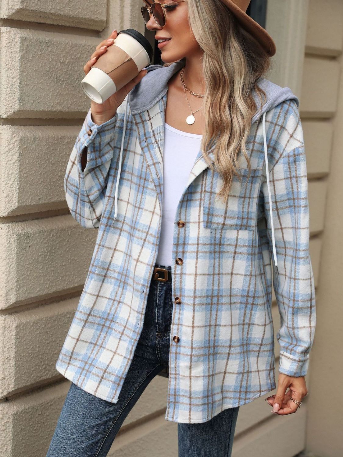 Mara - Veste à capuche avec motif à carreaux et cordon de serrage pour femme