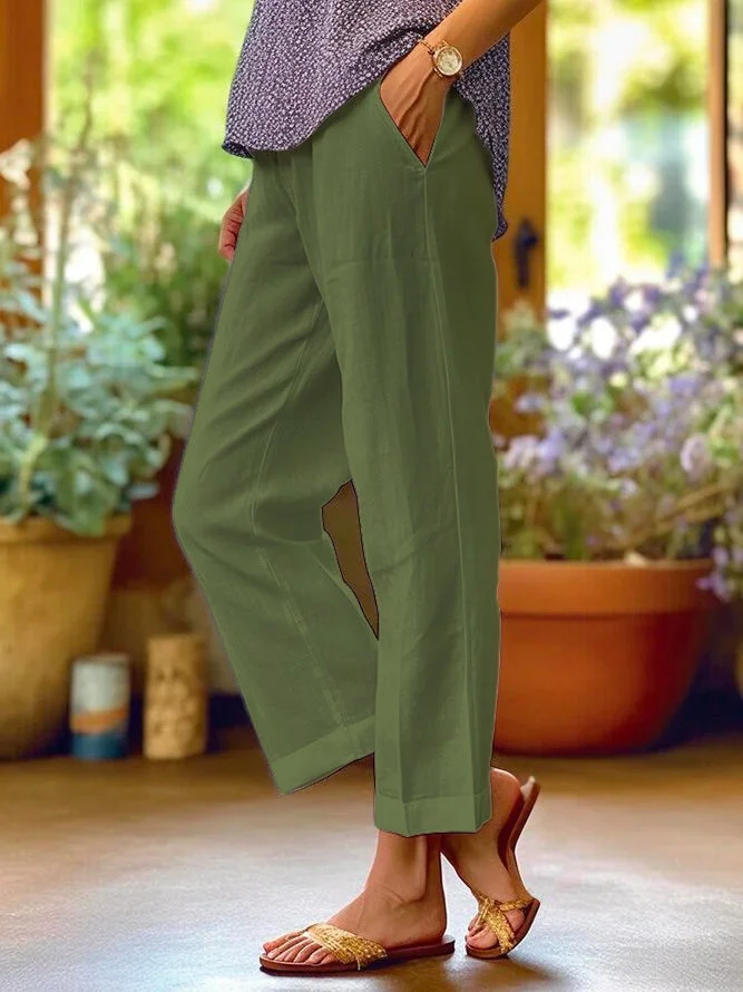 Pamela - Pantalon Ample Uni Lin Coton Et Lin