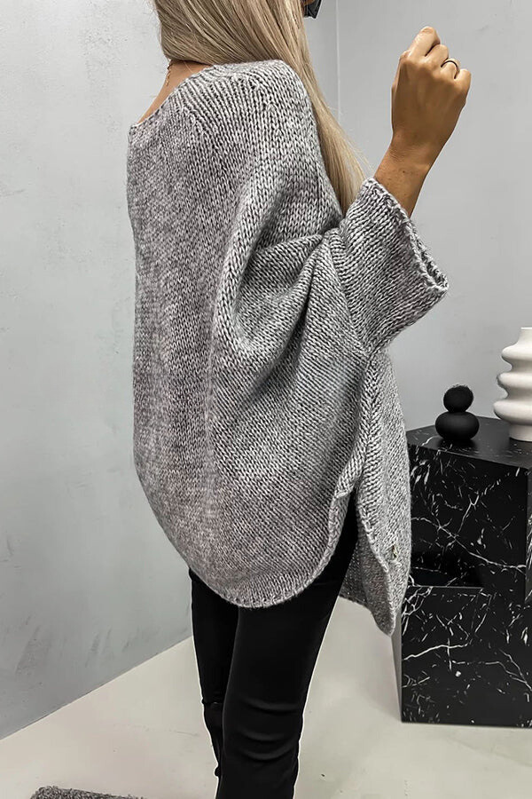Pull Poncho Tricot à Col Rond - Confort Optimal pour Toutes les Saisons
