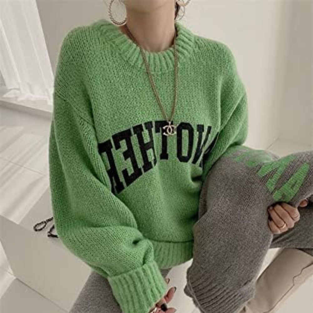 Amy - Pull en tricot avec lettres contrastées