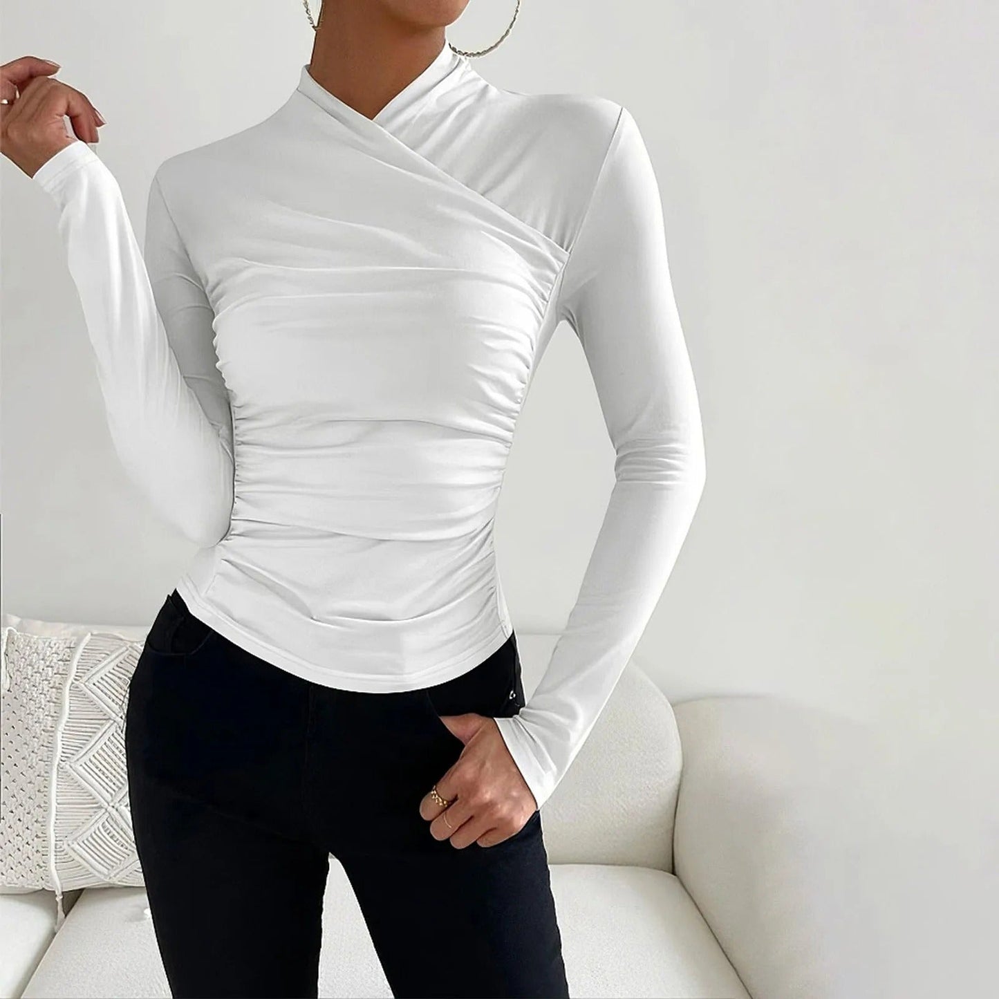 Sophia - Pull élégant avec coupe portefeuille et manches longues pour femme
