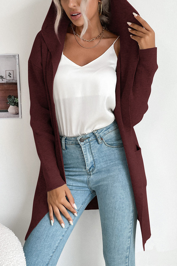 Mira - Cardigan Décontracté Uni à Capuche et Manches Longues avec Poches pour Femme