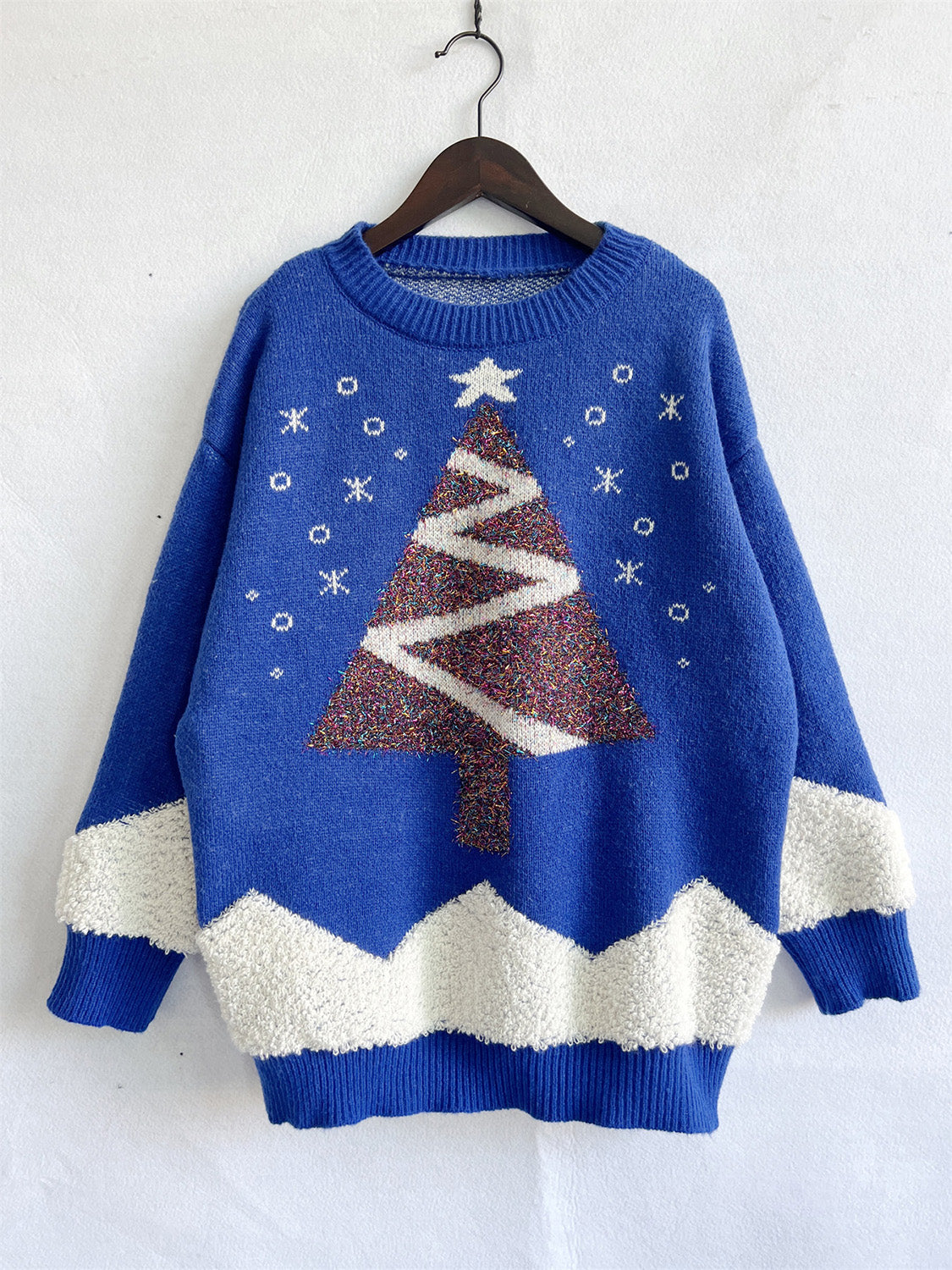 Holly - Pull avec motif sapin de Noël et épaules tombantes pour femme