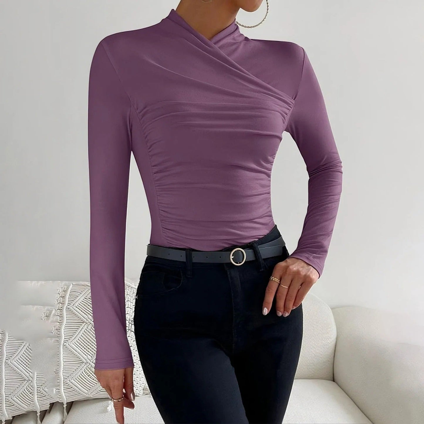Sophia - Pull élégant avec coupe portefeuille et manches longues pour femme