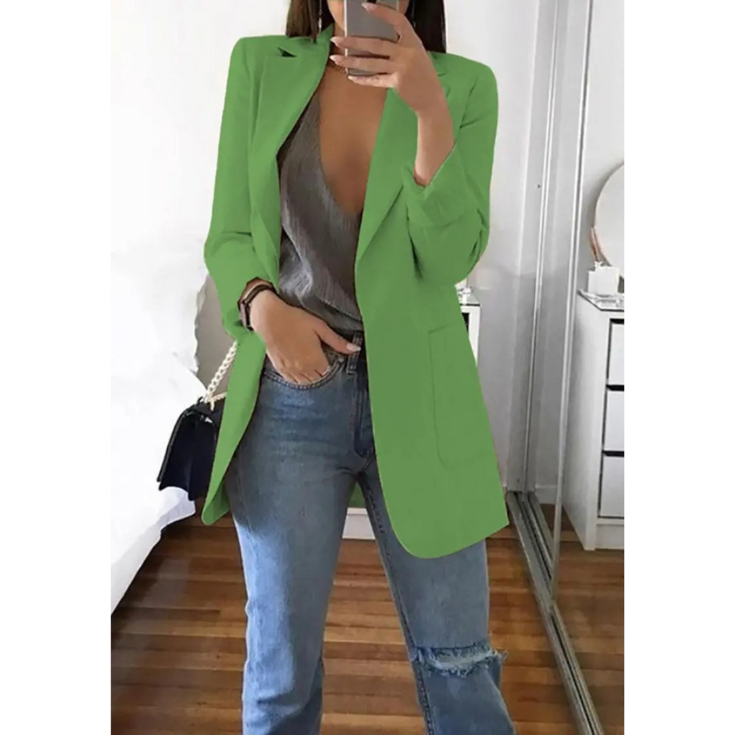 Blazer long pour femme couleur kaki MODA