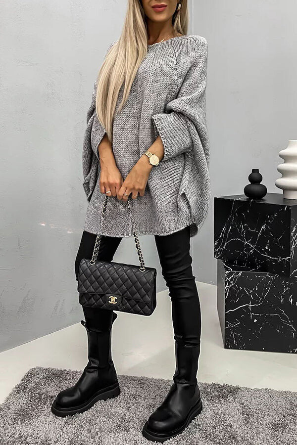 Pull Poncho Tricot à Col Rond - Confort Optimal pour Toutes les Saisons