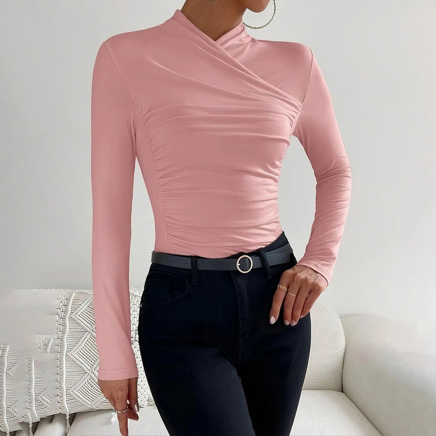 Sophia - Pull élégant avec coupe portefeuille et manches longues pour femme