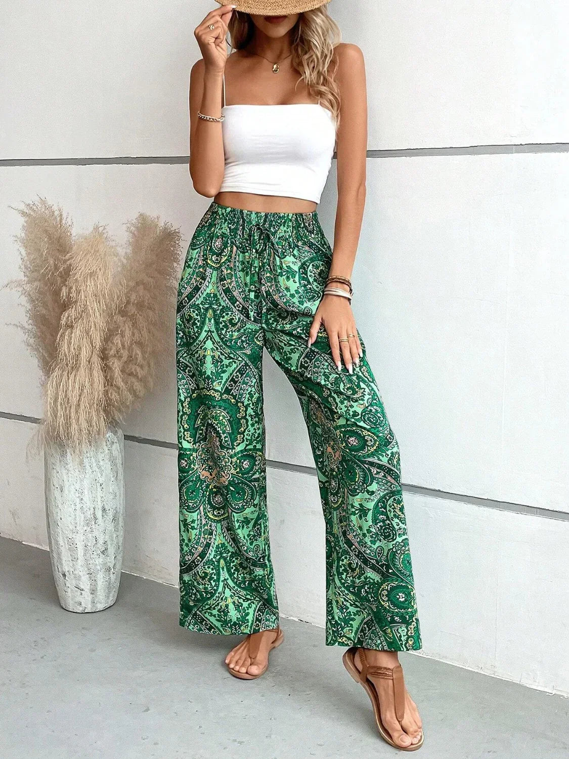 Pantalon taille haute imprimé - Caritta