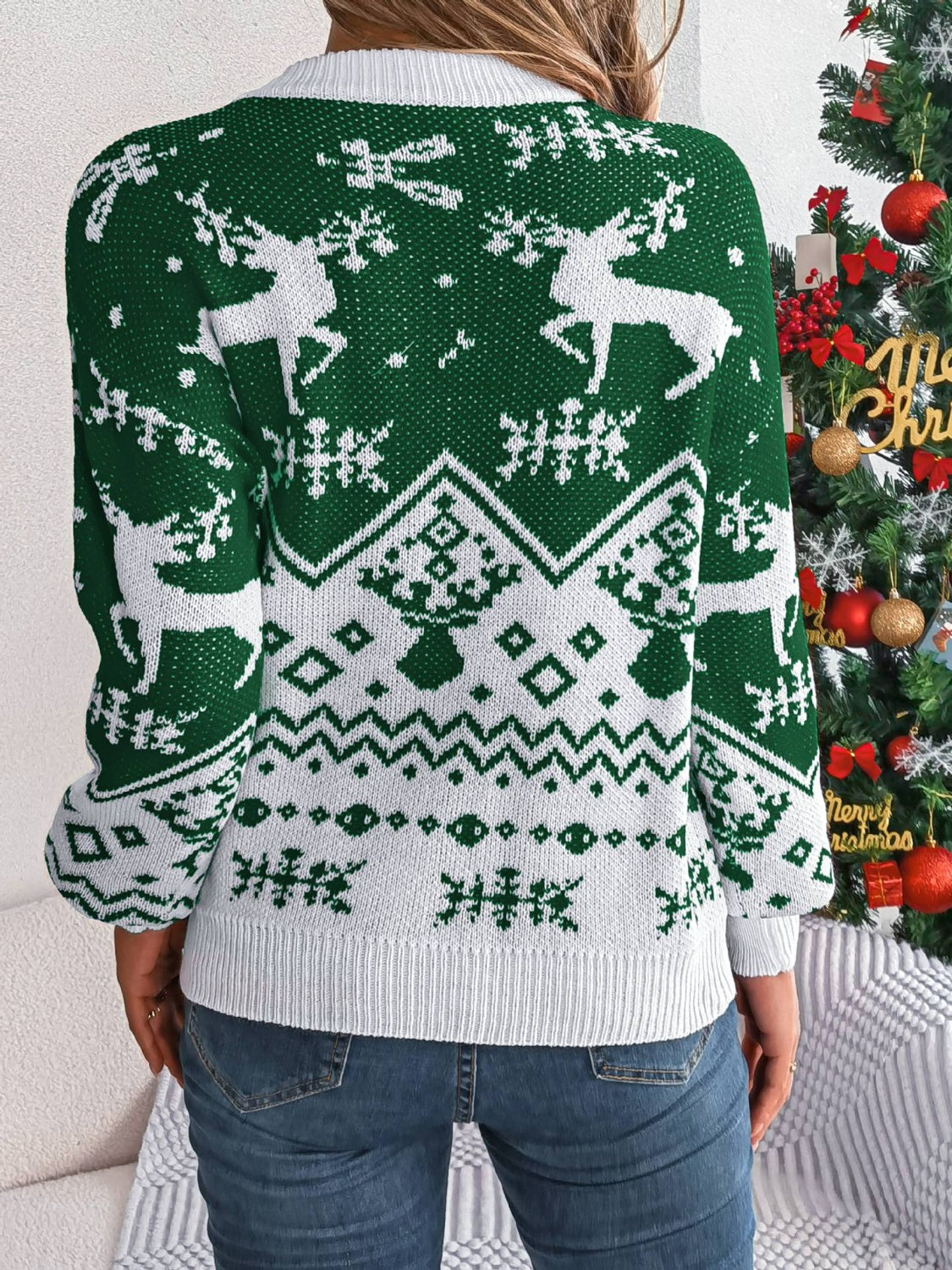 Mia - Pull à col rond avec éléments de Noël et manches longues pour femme