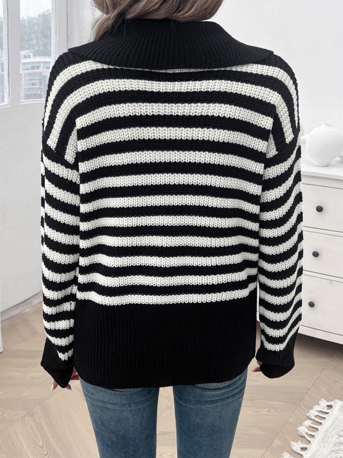 Avery - Pull rayé à col et manches longues pour femme