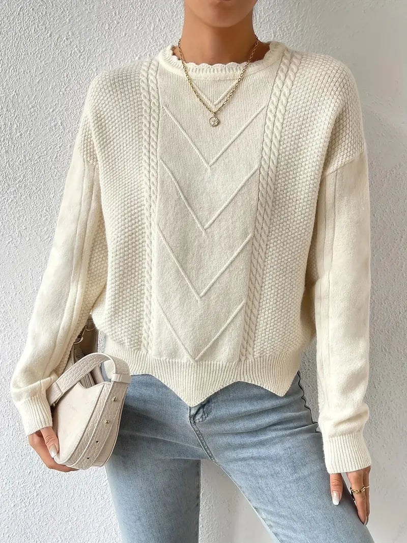 Clara - Beige Pull en maille torsadée pour femme