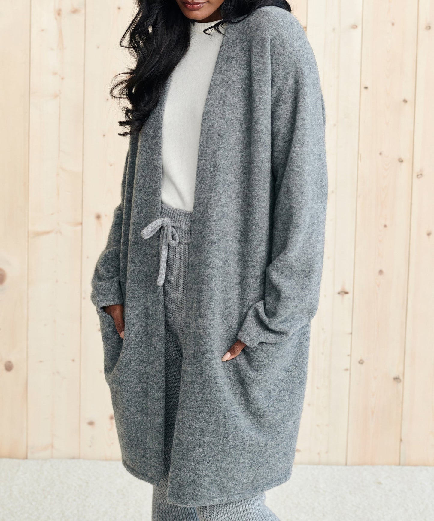Manteau long à poches plaquées