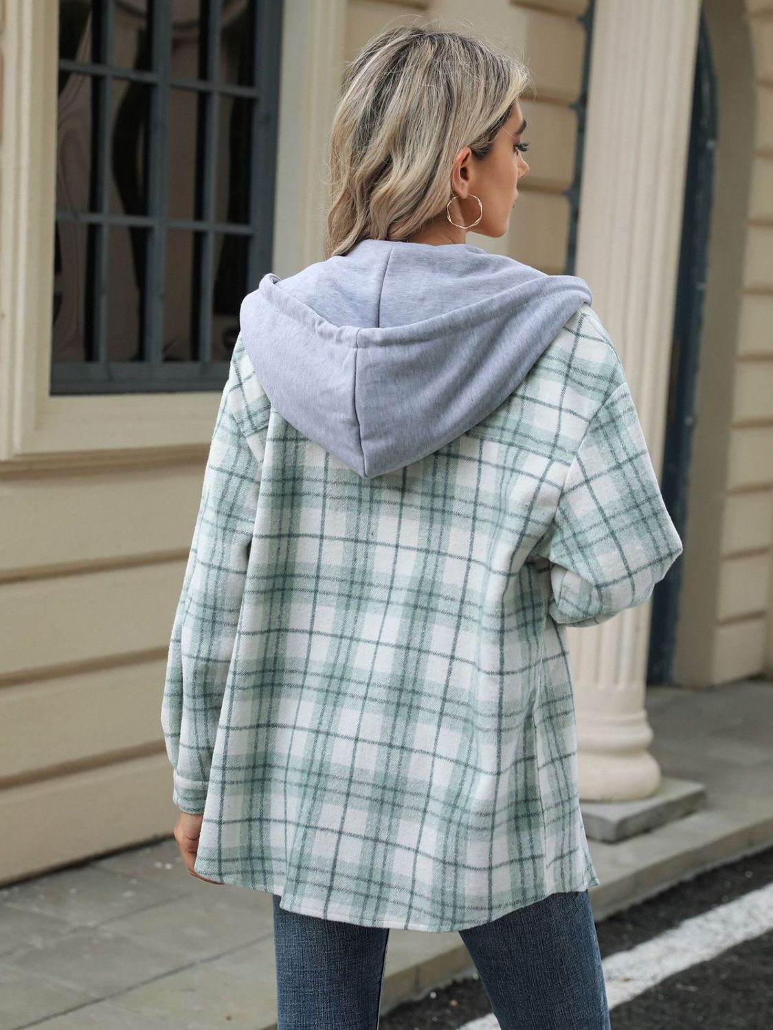 Mara - Veste à capuche avec motif à carreaux et cordon de serrage pour femme