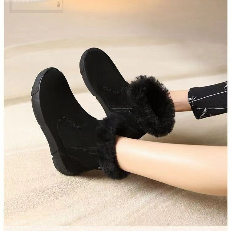 Alo - Bottines pour Femme à Talon Plat avec Doublure Chaude en Polaire