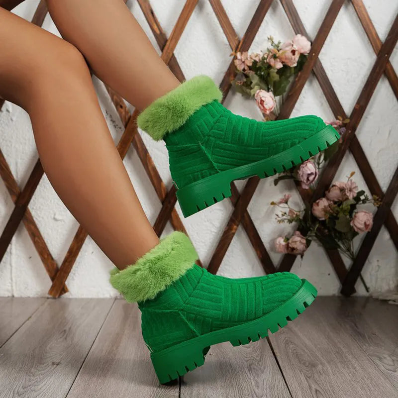 Arleth - Bottines d'Hiver à Semelle Épaisse et Douillette pour Femme