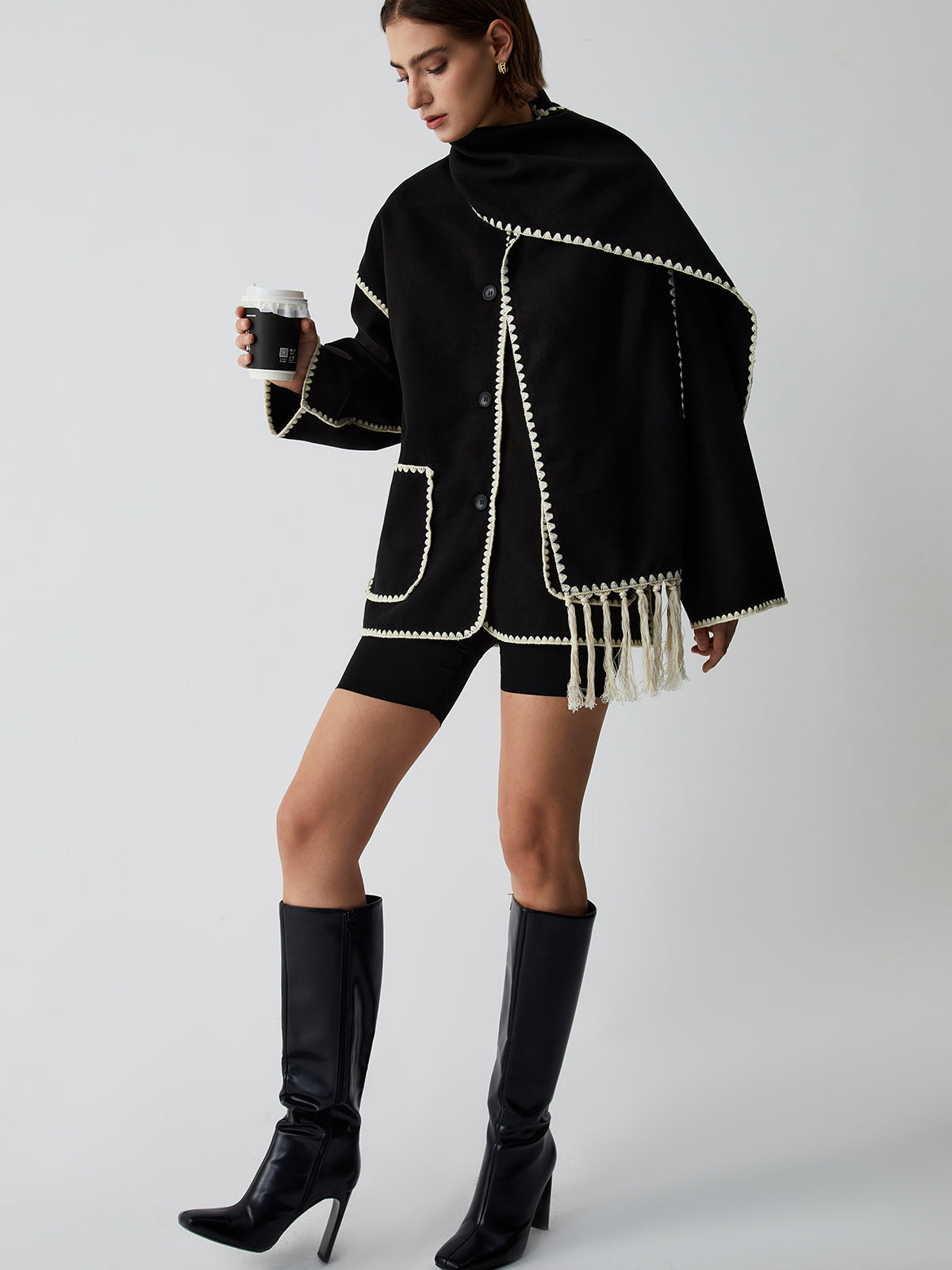 La Vie │ Veste contrastée avec écharpe