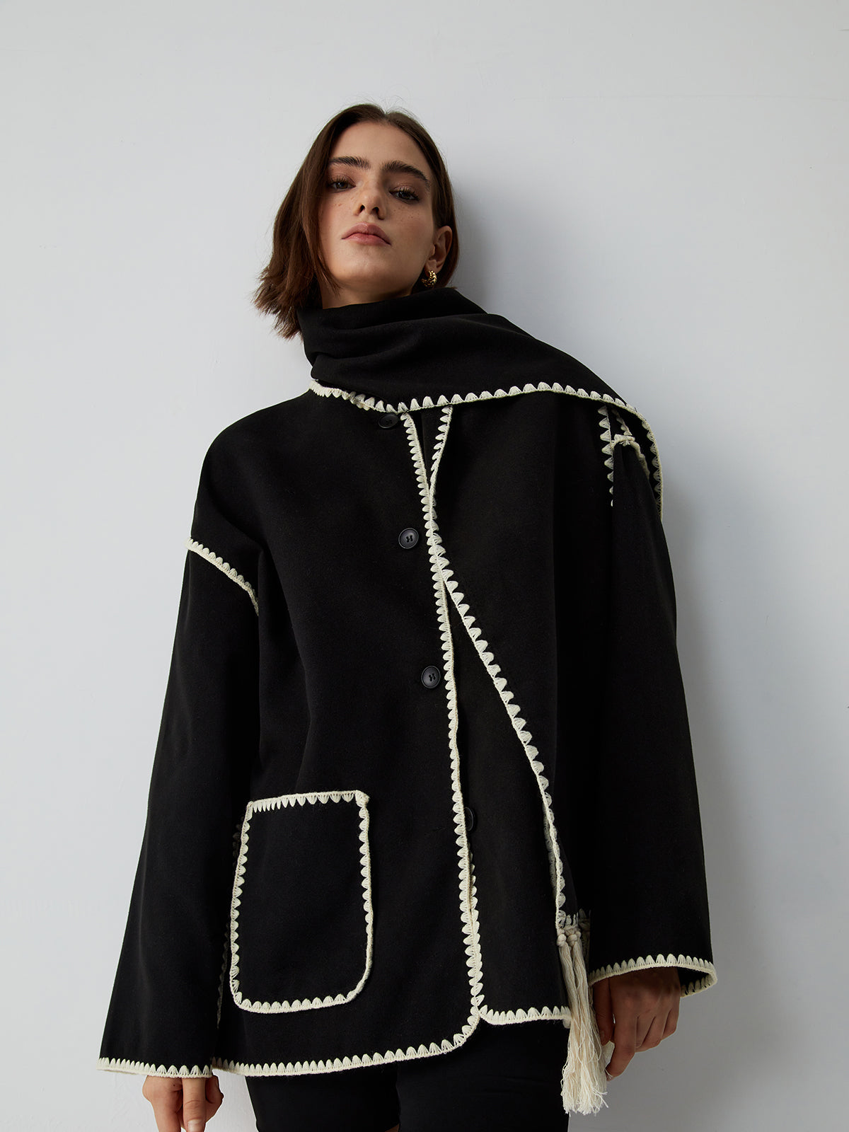 La Vie │ Veste contrastée avec écharpe