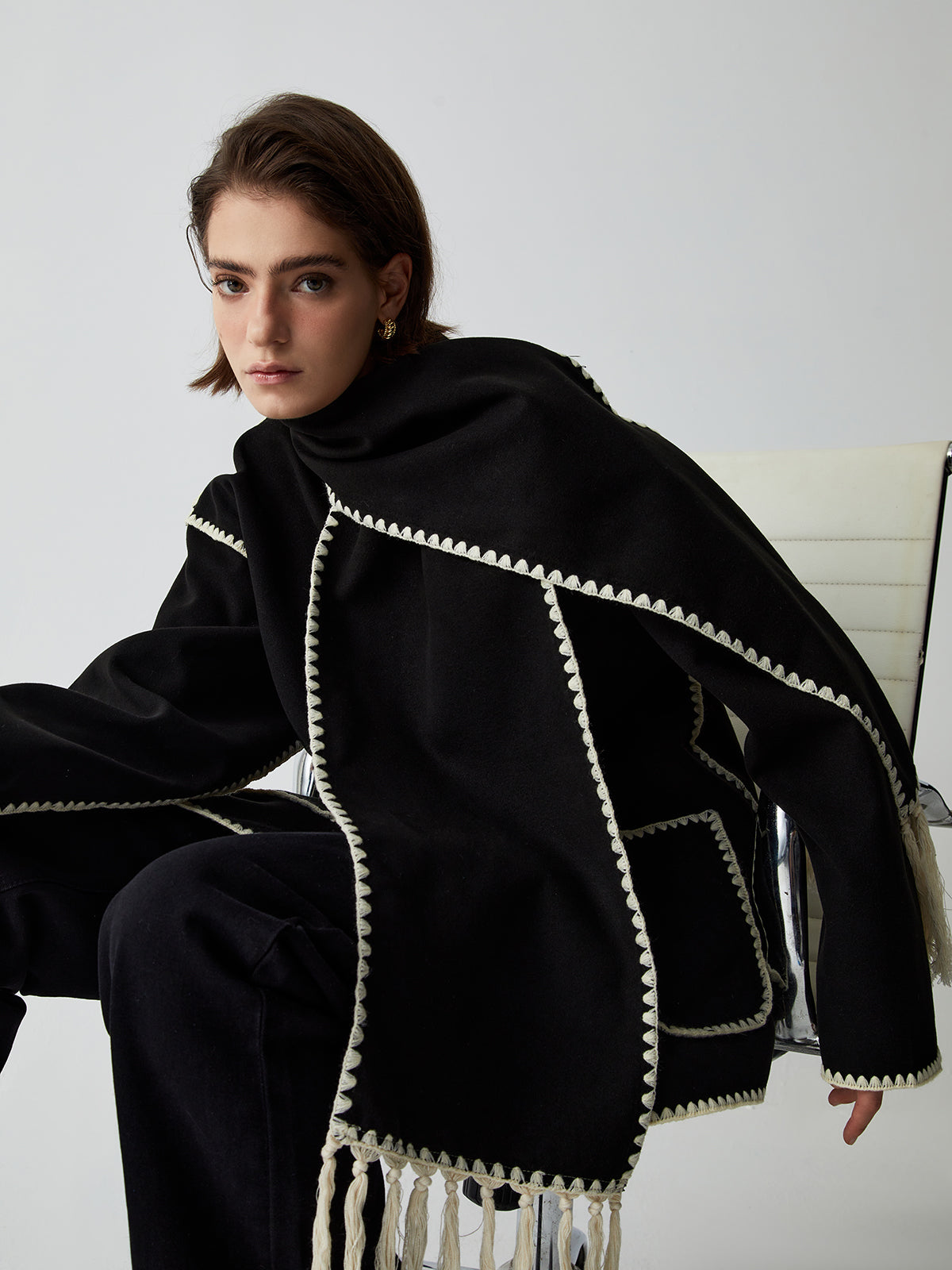 La Vie │ Veste contrastée avec écharpe