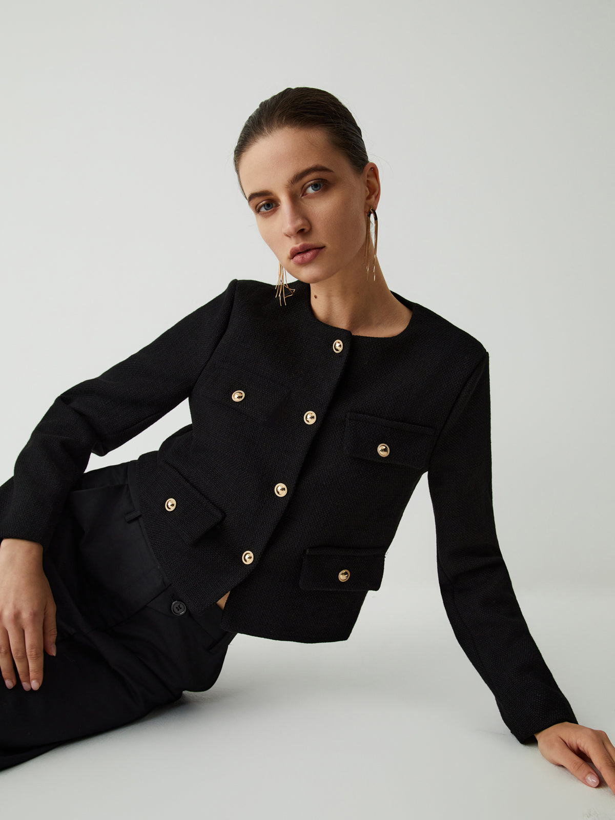 La Vie │ Blazer en tweed à boutons