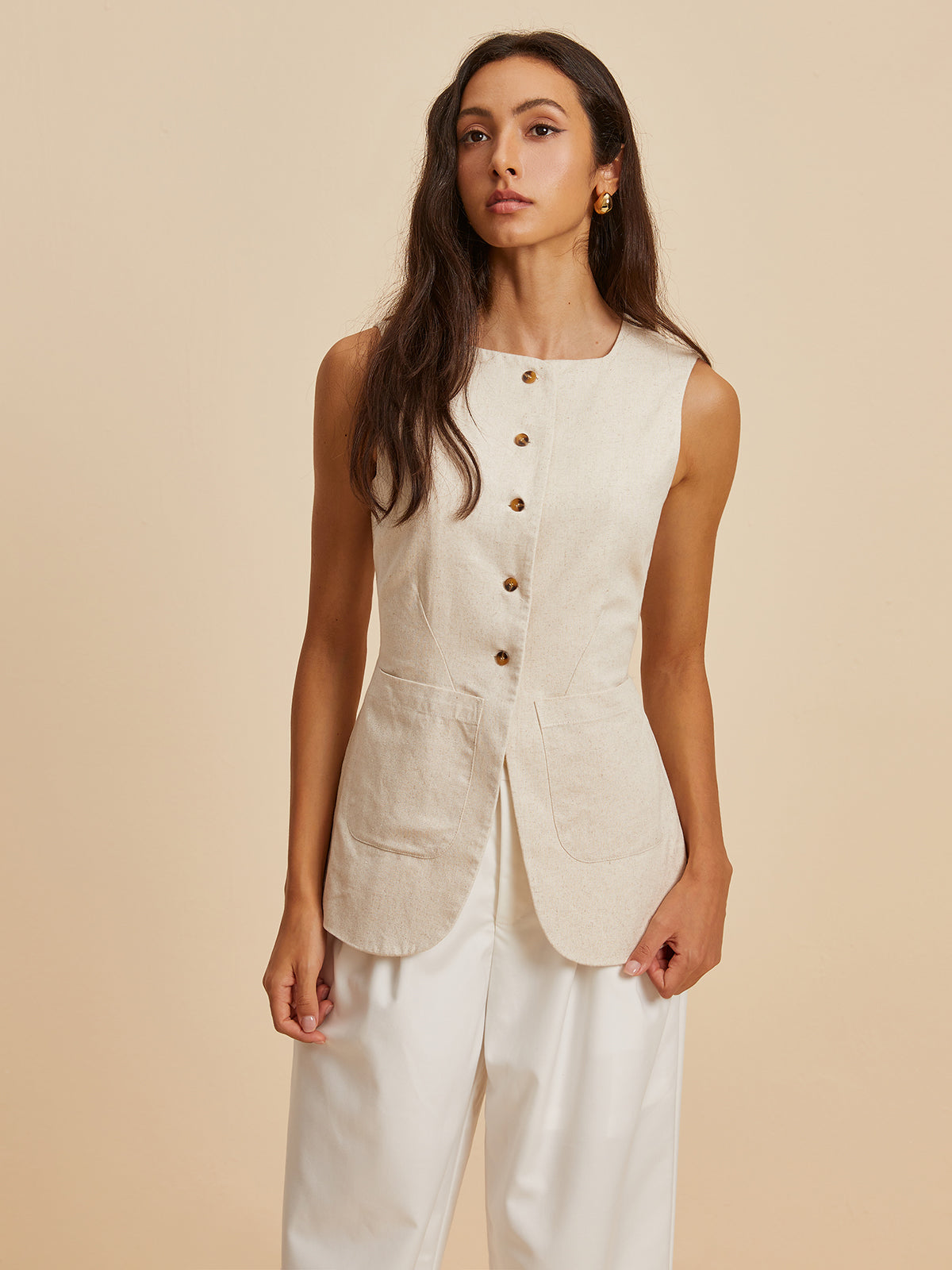 La Vie │ Gilet à poches en lin