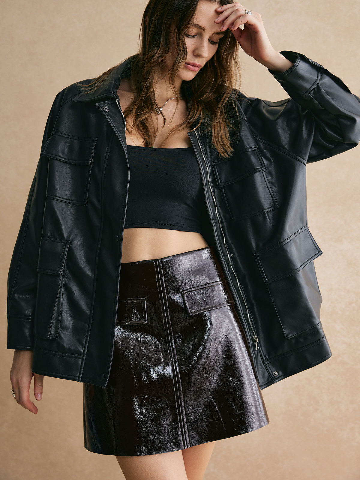 La Vie │ Veste en cuir PU à fermeture éclair