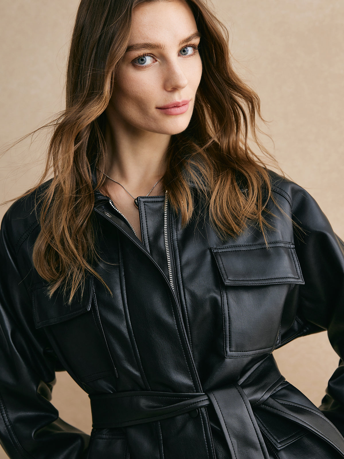 La Vie │ Veste en cuir PU à fermeture éclair