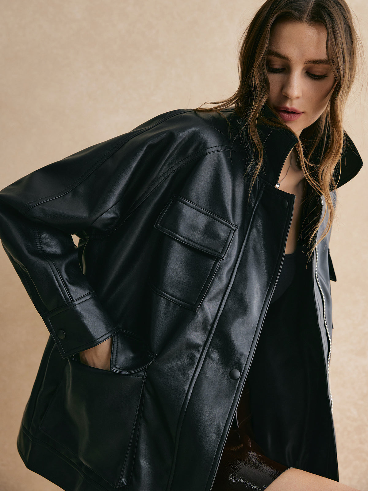 La Vie │ Veste en cuir PU à fermeture éclair