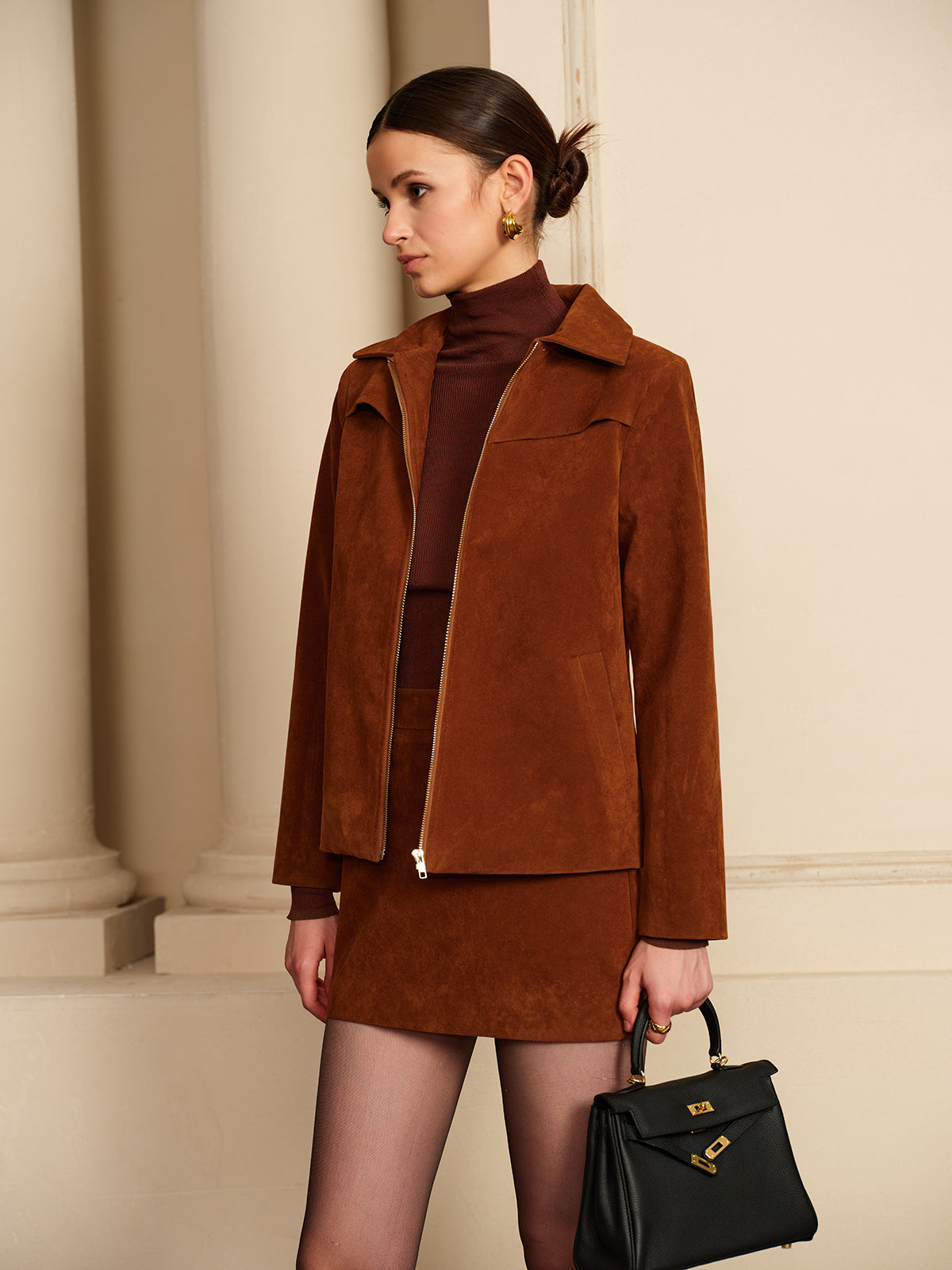 La Vie │ Veste en daim à fermeture éclair
