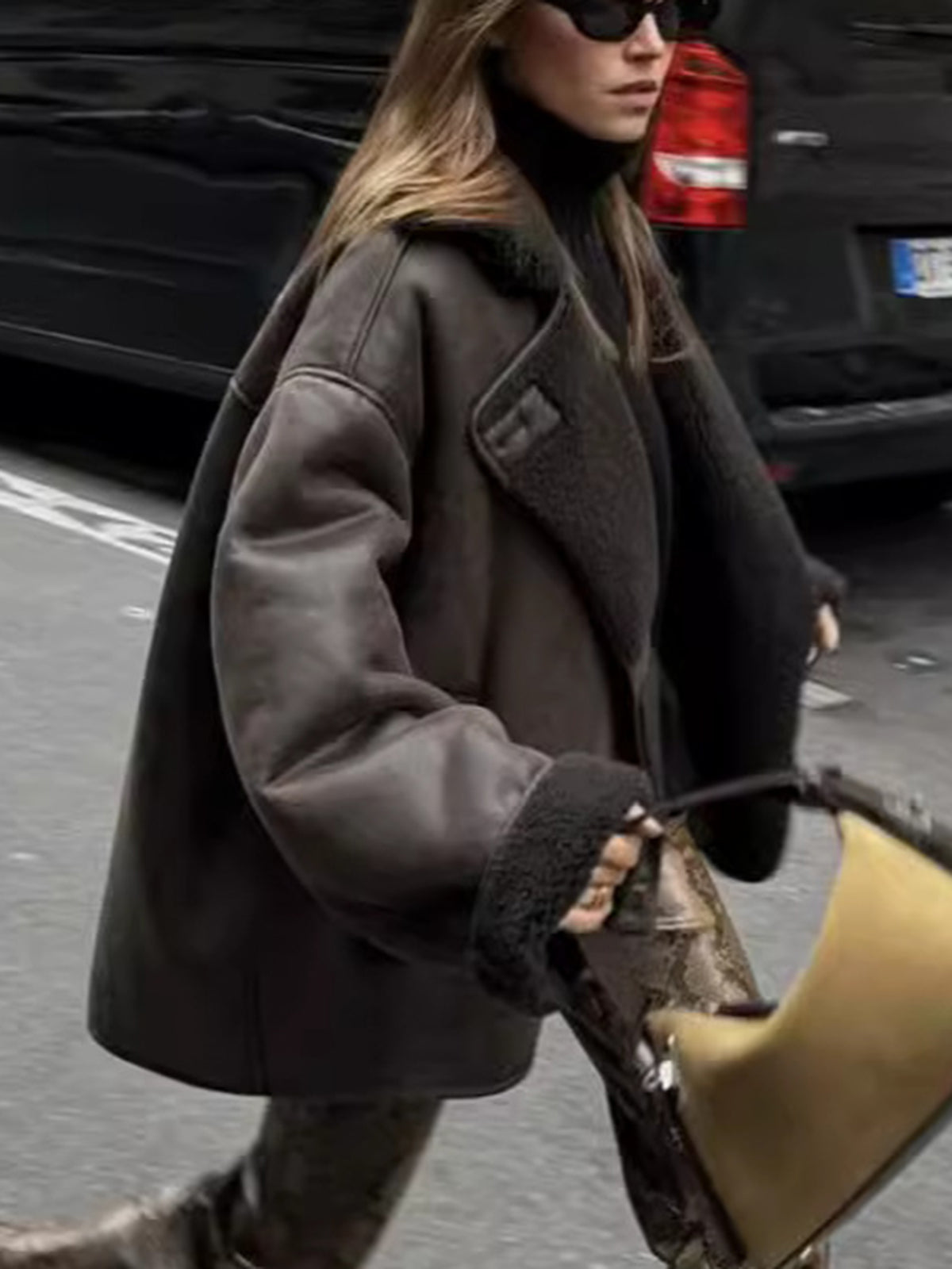 La Vie │ Veste chaude en faux cuir à revers