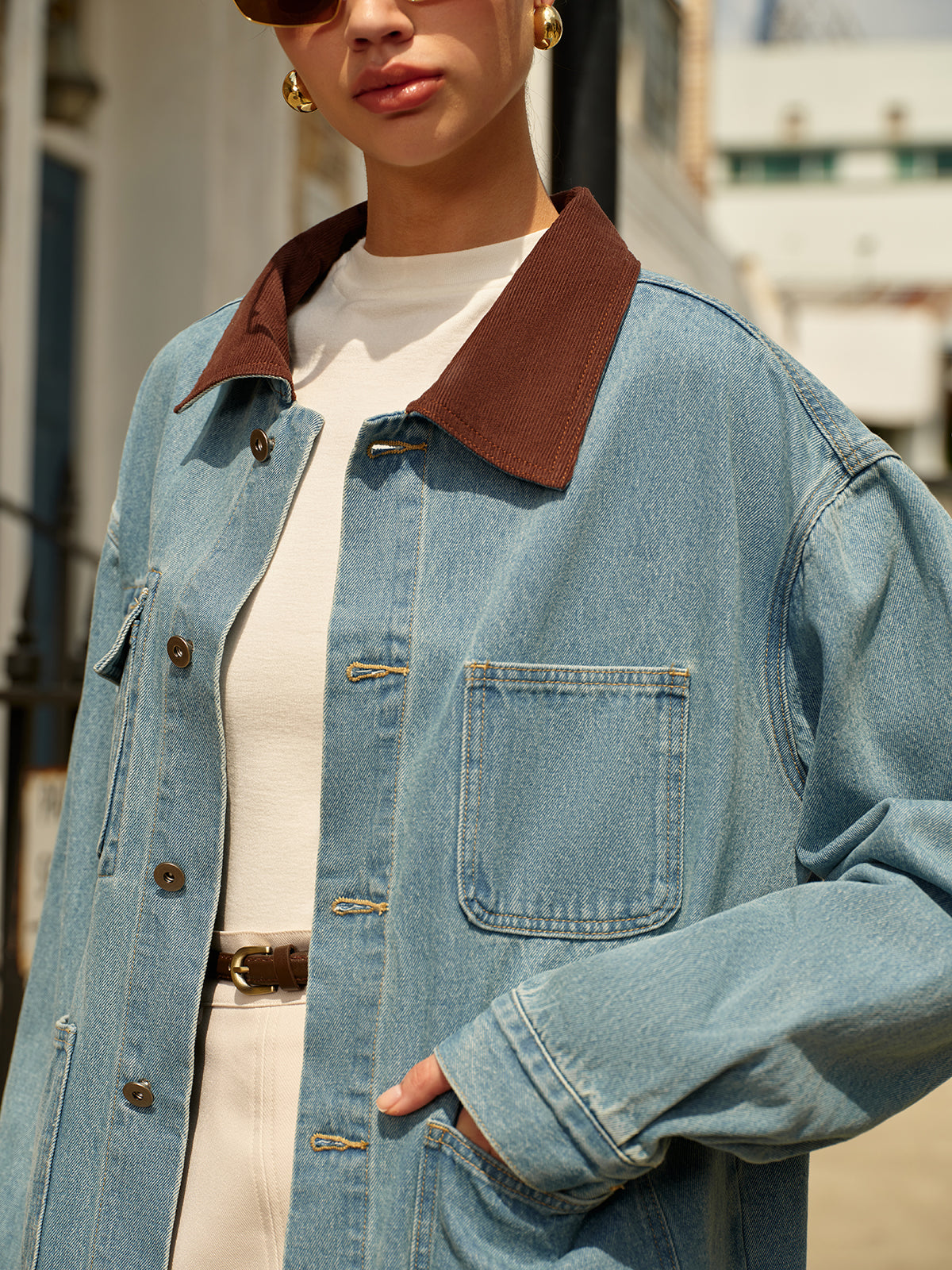 La Vie │ Veste en jean à col contrasté