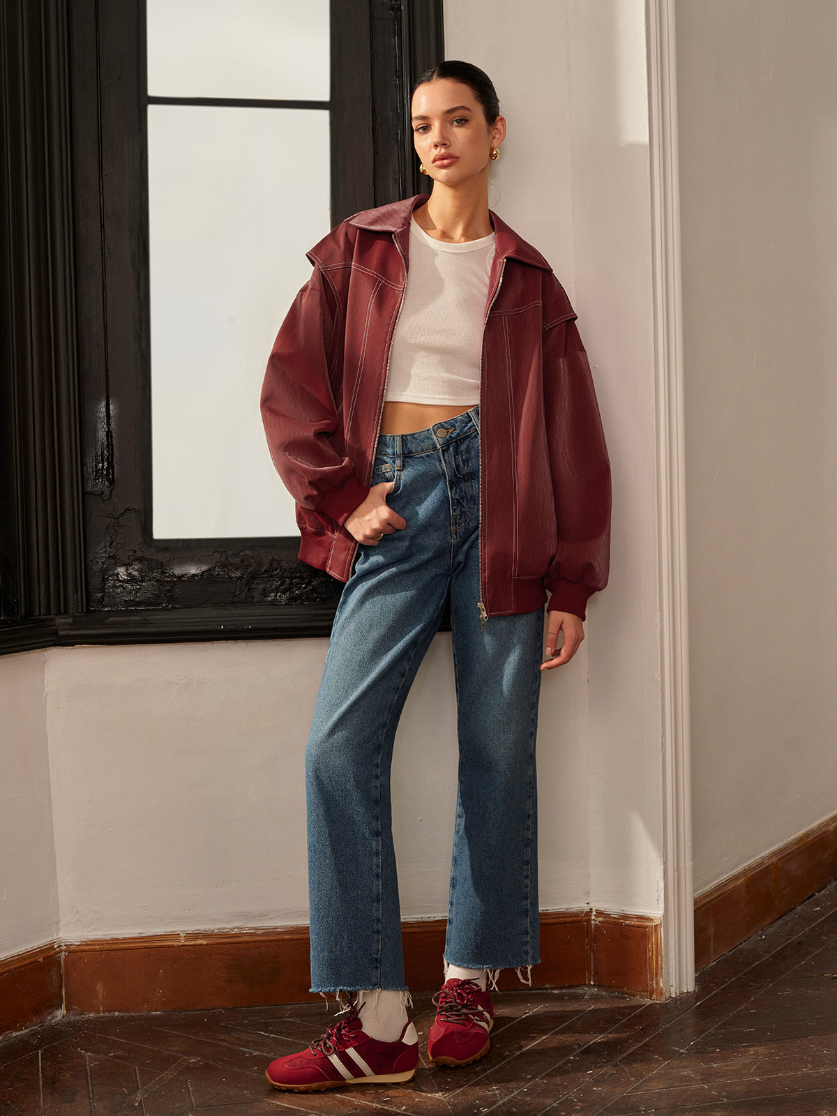 La Vie │ Veste de motard en faux cuir à revers