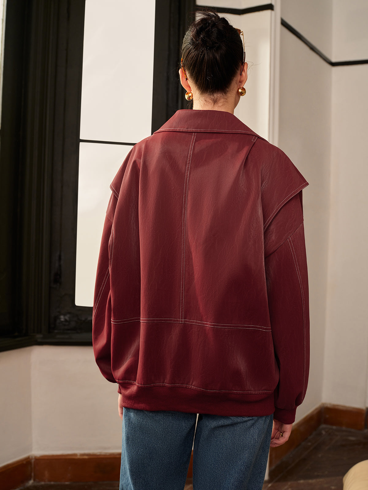 La Vie │ Veste de motard en faux cuir à revers